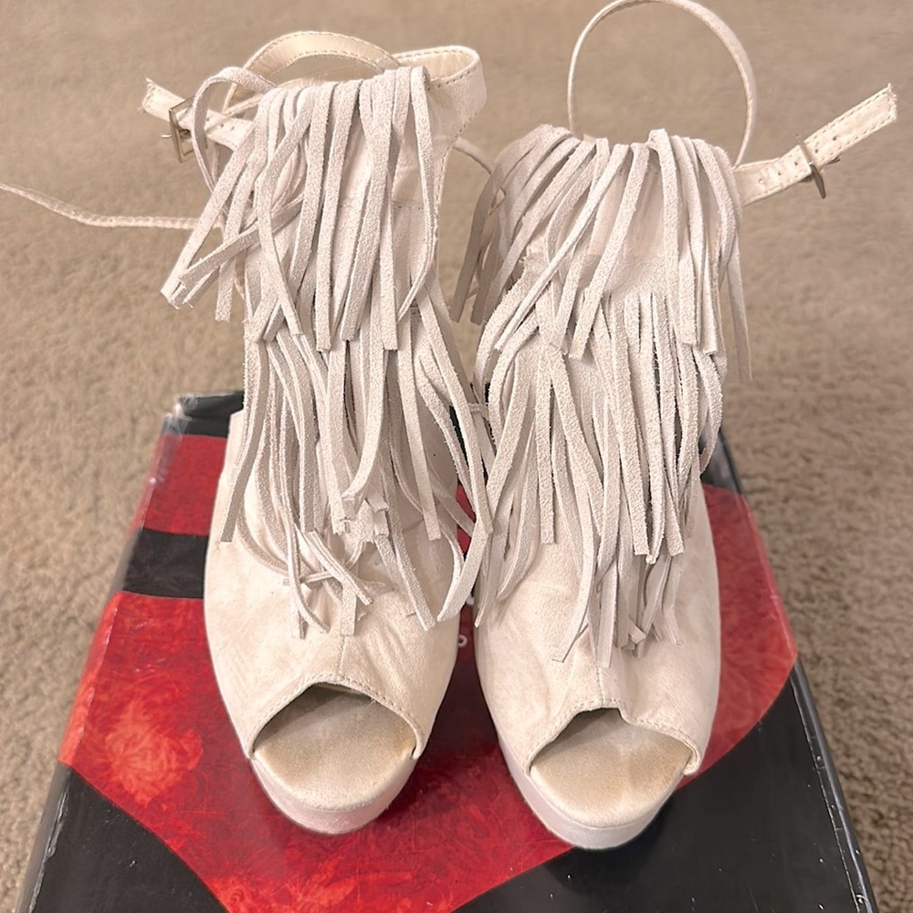 Faux suede heels